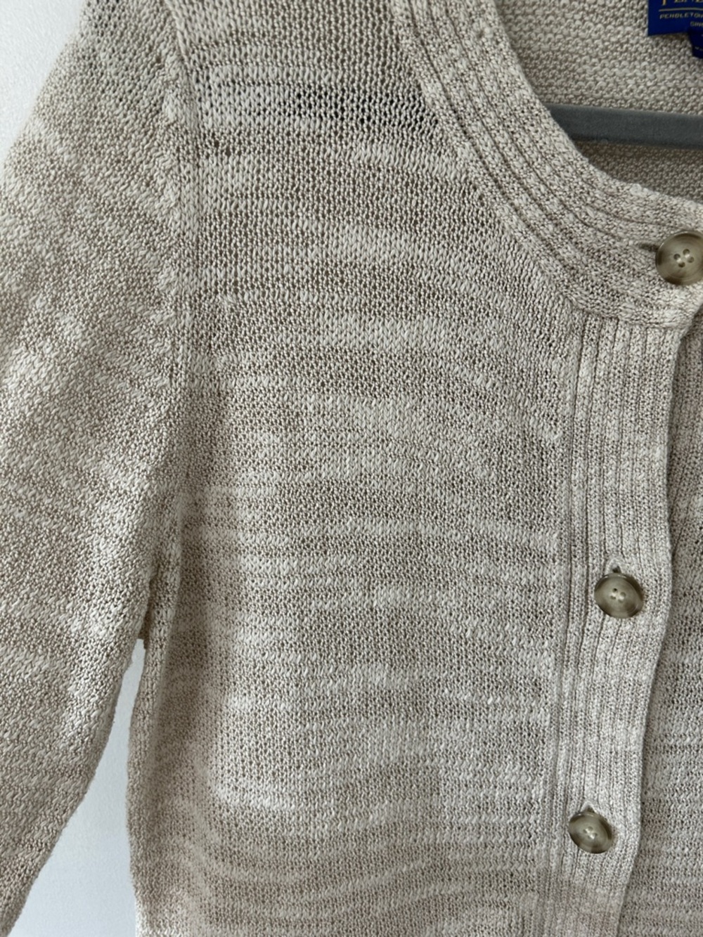 Pendleton Cotton Sweater Women’s L Cream Summer Knit Casual Cardigan - Picture 14 of 15
